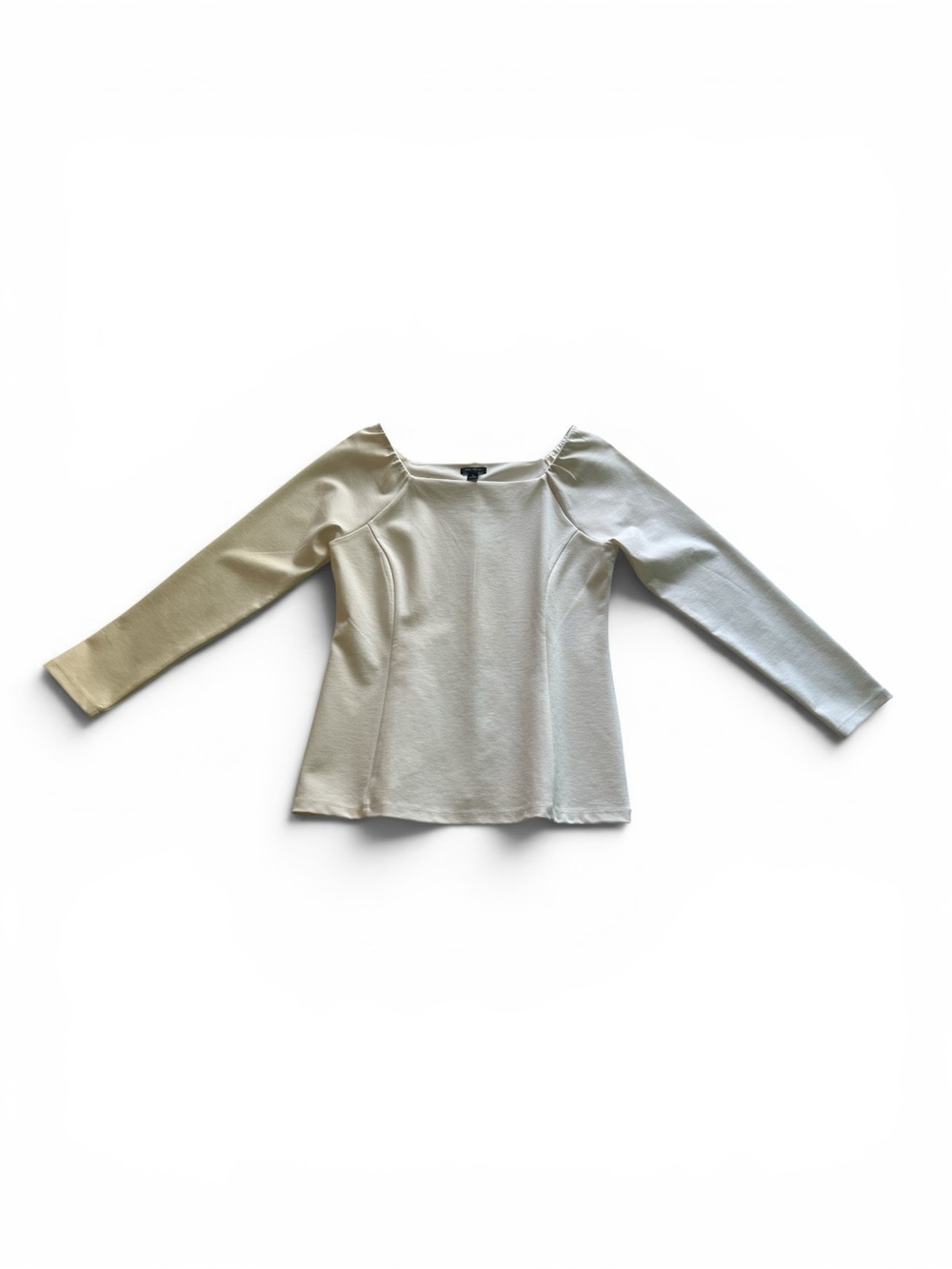 Ann Taylor Cream Square-Neck Long Sleeve Top